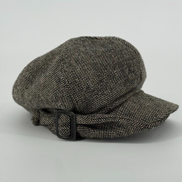 Vtg Y2K Nine West Newsboy Hat Tweed Cap Retro Wool Blend Buckle Detail Preppy - Picture 2 of 10